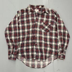 Vintage 80s Sears Red Plaid Cotton Flannel